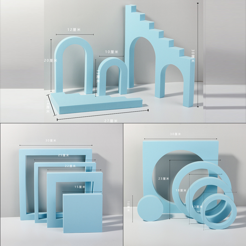 蓝色泡沫几何体立方体拍摄道具谷美背景板拍照背景纸摄影小摆件 - 图2