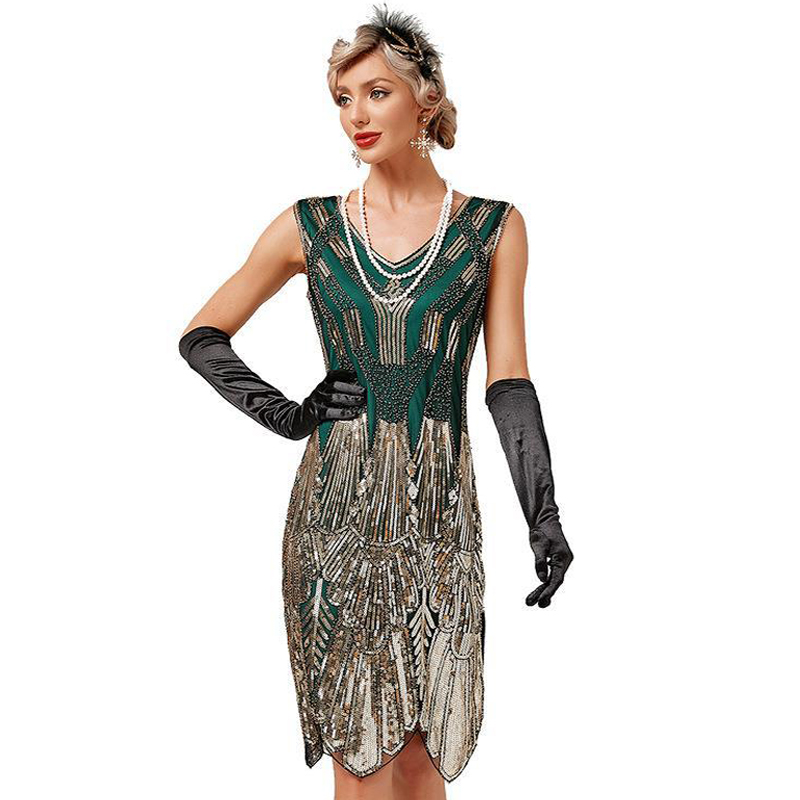 Women's 1920s Flapper Dress Roaring 20s Great Gatsby Party-图0