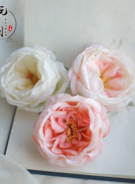沅思阁汉服头饰仿真绢花发夹烧边玫瑰多色仿烫花发夹古典发饰品