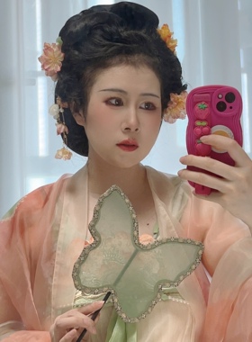 沅思阁绢布桃花仙气流苏发夹