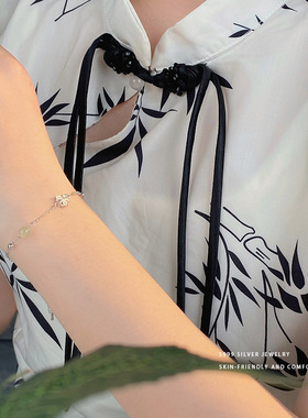 国潮和田玉银手链女 s999足银蝴蝶款 小众不撞款气质手链