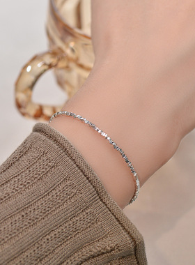 S999足银碎银子手链女 小众设计轻奢冷淡风简约百搭手饰