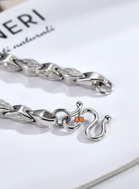 合金镀铂金色男士项链 卡4菱形质感霸气老板链 手工车花时尚百搭