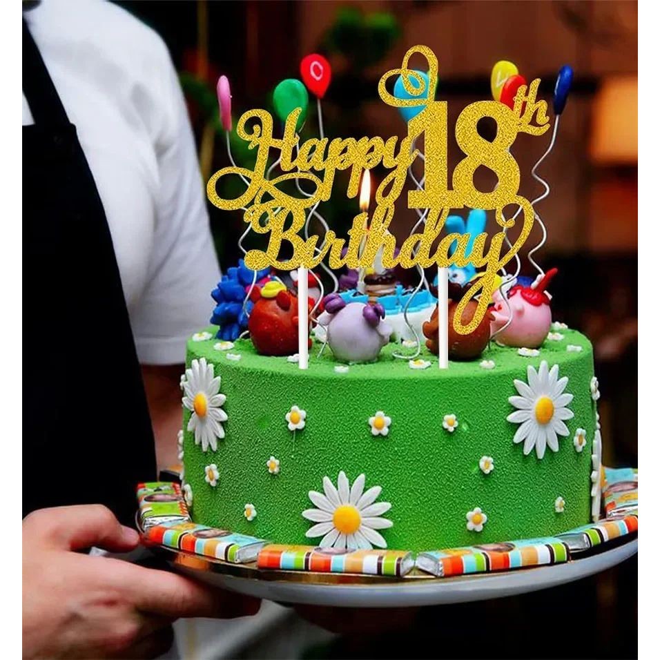 1-20PCS Happy Birthday Cake Topper 1st 18th 21th 30th 40th 5-图1