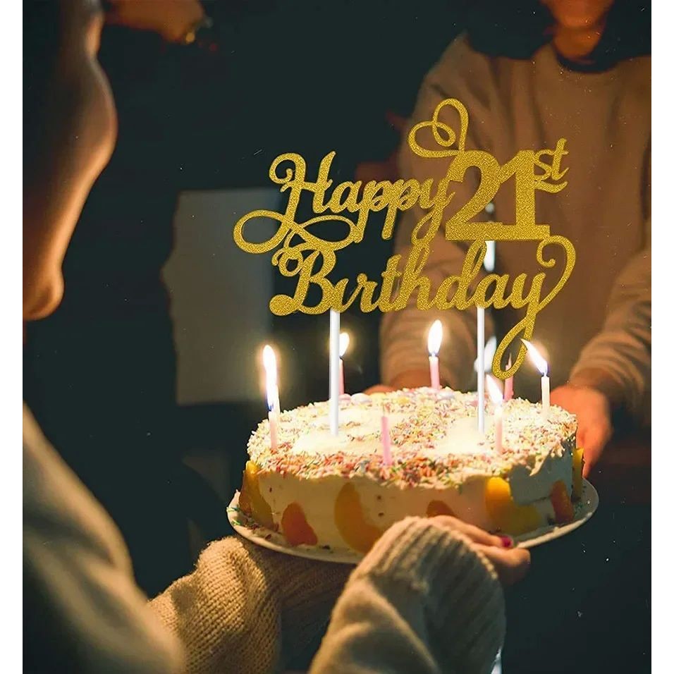 1-20PCS Happy Birthday Cake Topper 1st 18th 21th 30th 40th 5-图3