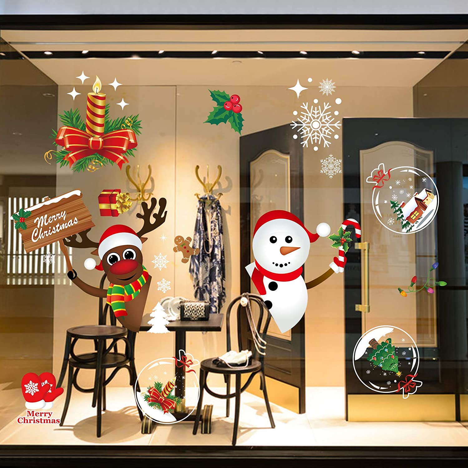 2 Sheet Christmas Snowflake Window Clings Stickers for Glass - 图2