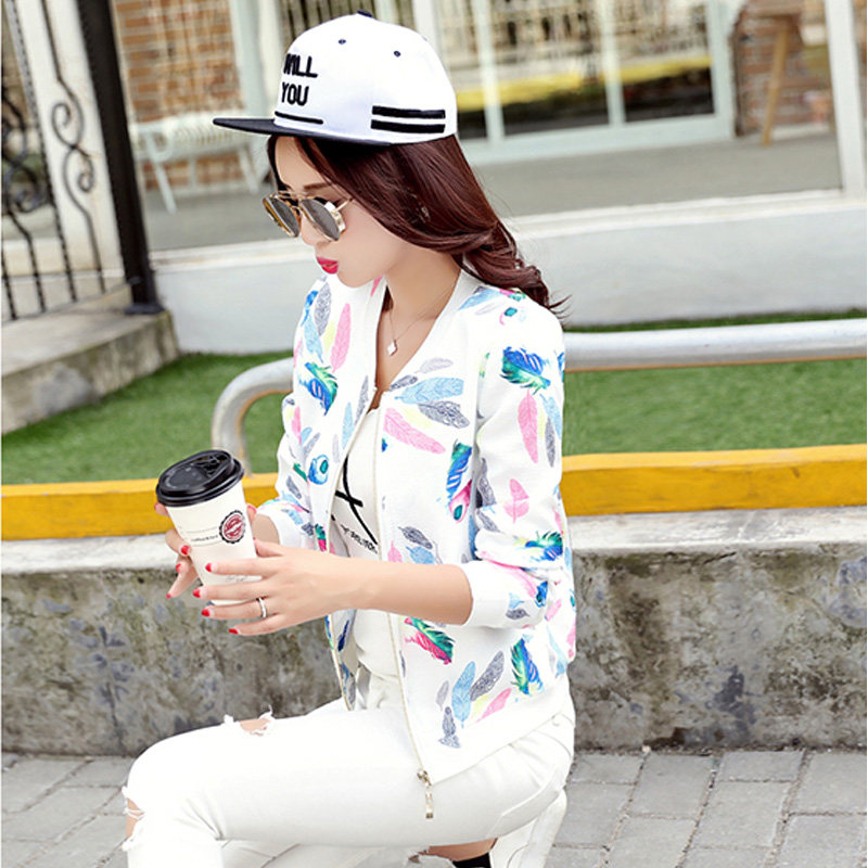 春装2018新款女韩版休闲短外套bf印花卫衣棒