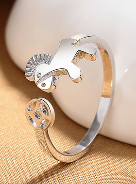 马上有钱戒指女小众设计小马饰品