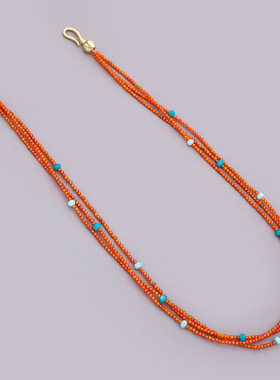 桔红锆石叠戴项链轻奢小众