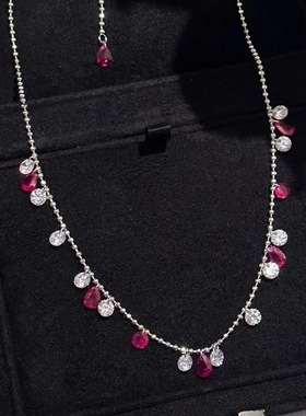 显白密码 泪醉星河红色锆石手链夏天轻奢波光粼粼满天星项链女