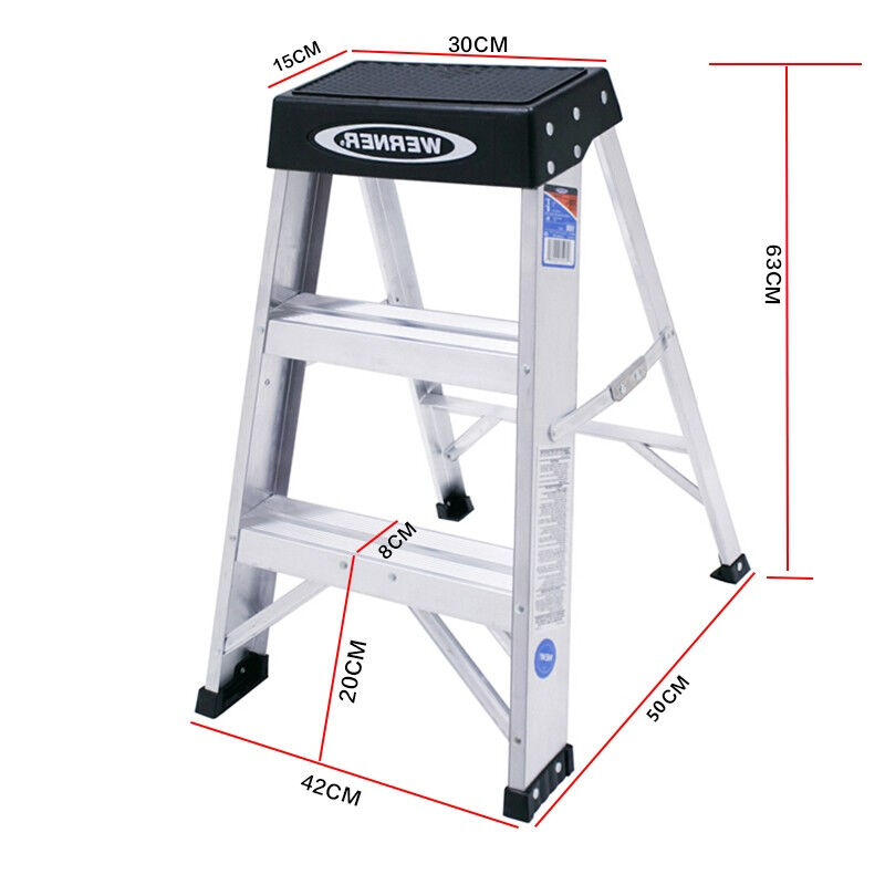稳耐werner梯子家用铝合金三步人字梯0.7米登高爬梯小梯蹬150BCN-图0