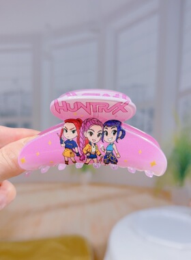 儿童发夹动漫新款跨境猎魔女团抓夹可爱塑料发夹少女心边夹发饰品