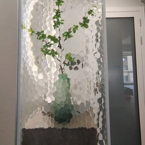 长虹水立方波纹玻璃隔断屏风磨砂超普白立体艺术玄关门窗定制 - 图2