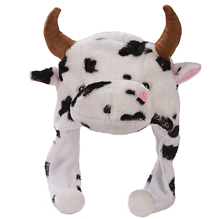 学校幼儿园儿童成人亲子表演动物奶牛帽子卡通毛绒头套表演道具 - 图3