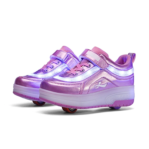 Двухколесная детская невидимая удобная обувь с подсветкой для мальчиков и девочек, кнопка, новая коллекция