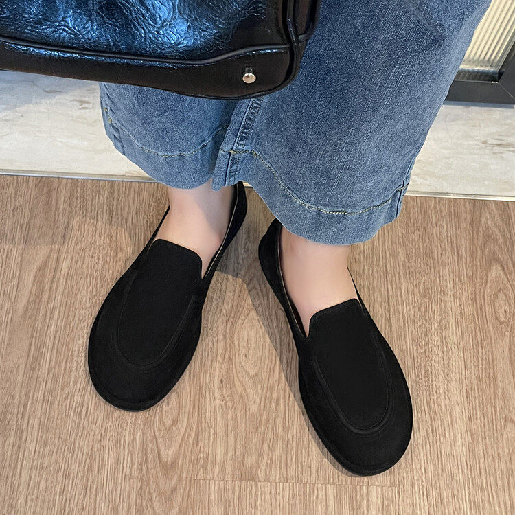 羊皮单鞋女圆头低跟平底女鞋深口女鞋红色2025春季新品真皮纯皮,淘宝优惠券,粉丝福利购,淘宝优惠卷