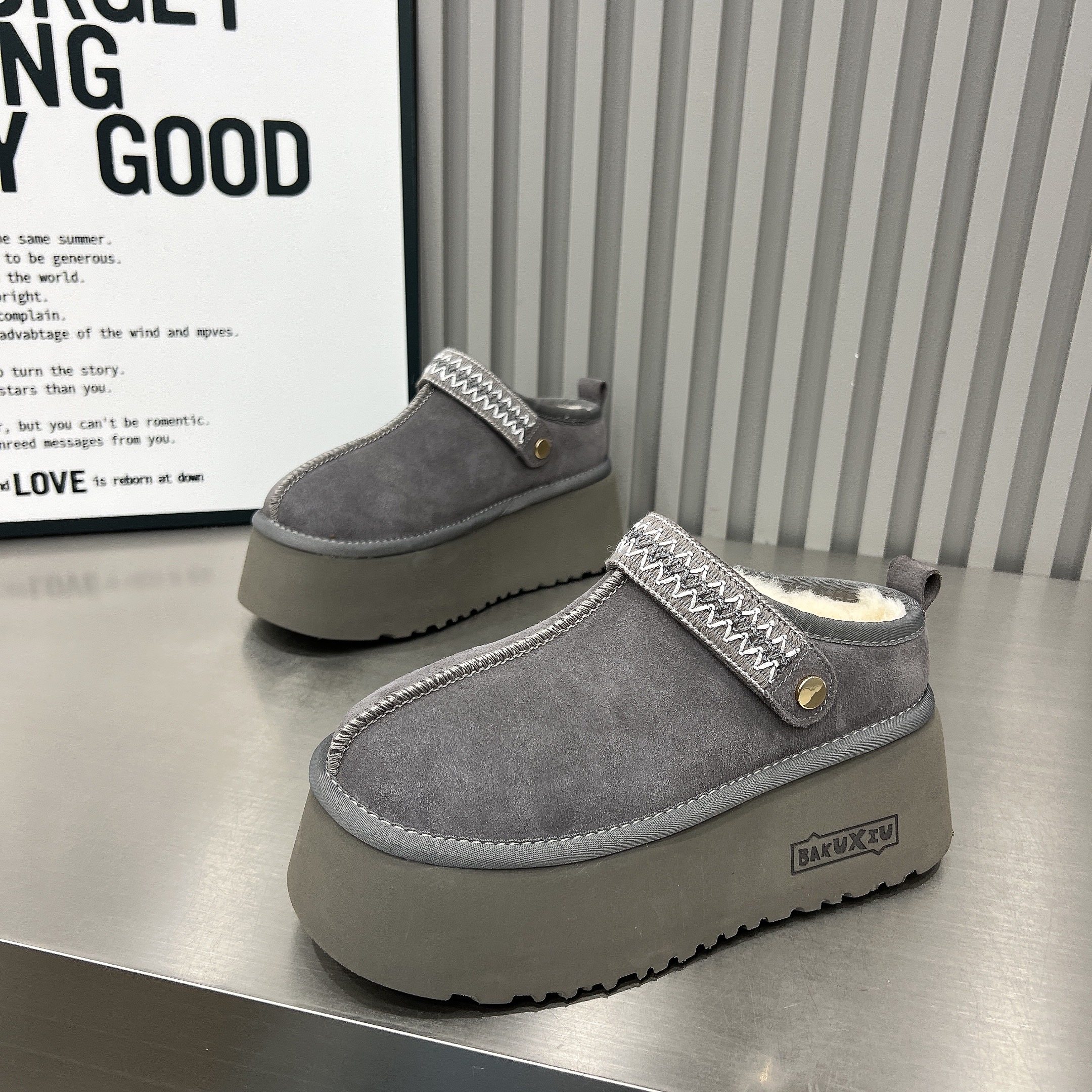 磨砂皮民族风厚底雪地靴女2025新款羊毛两穿6cm厚底毛毛鞋棉拖鞋,淘宝优惠券,粉丝福利购,淘宝优惠卷