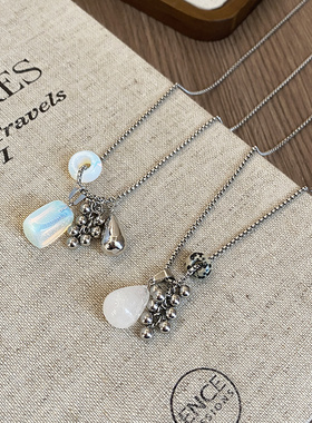 虎眼石水滴抽拉项链女2025新款