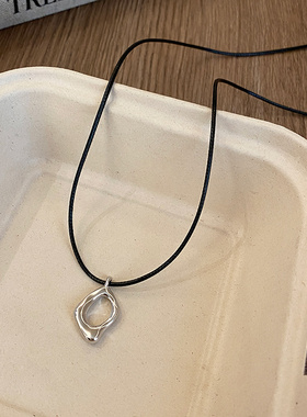 小众设计几何吊坠蜡绳项链女