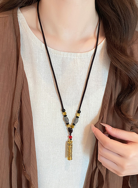 可打开嘎乌盒黄铜吊坠项链女