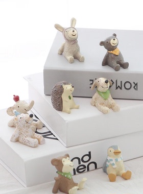 可爱风仰望星空树脂小动物摆件