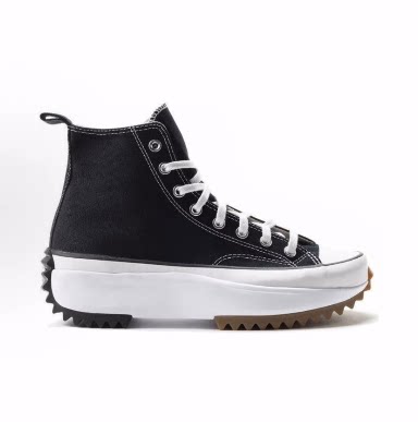 Converse Run Star Hike increased thick sole high top canvas shoes men and women same style black and white