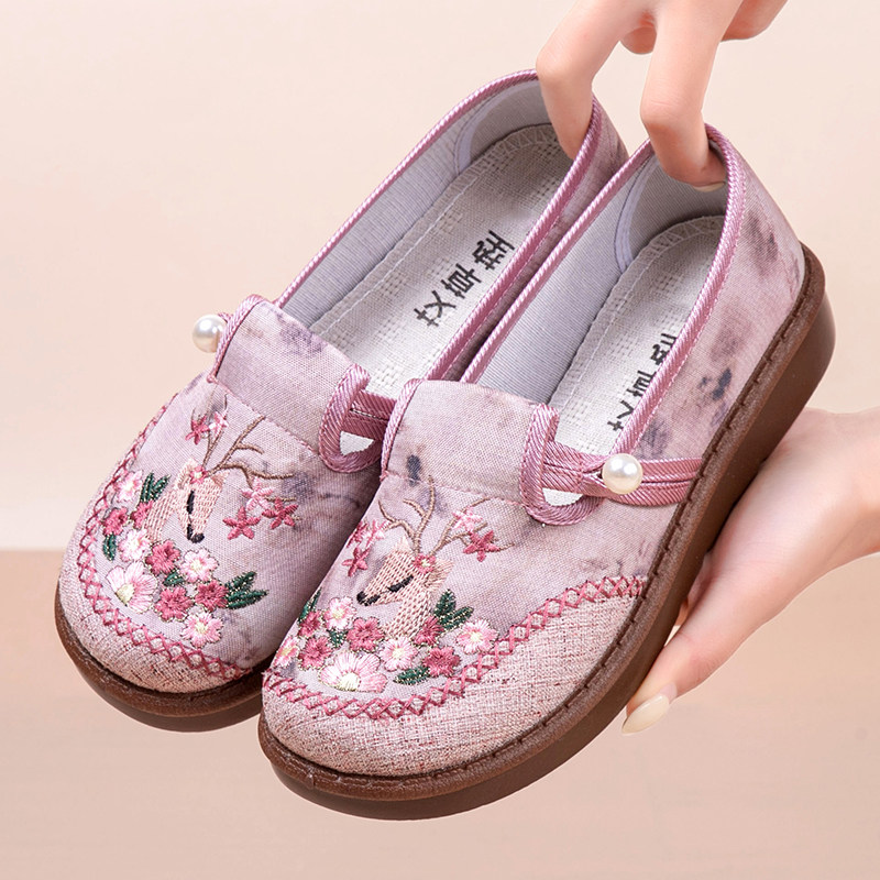 老北京布鞋软底绣花妈妈女鞋一脚蹬女士休闲单鞋旗舰店正品豆豆鞋,淘宝优惠券,粉丝福利购,淘宝优惠卷