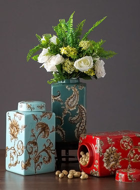 陶瓷储物罐子新中式风电视柜摆件