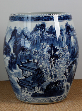 景德镇青花现代中式风画筒瓷器