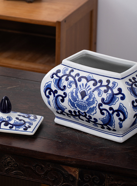 复古青花瓷新中式陶瓷罐茶叶罐