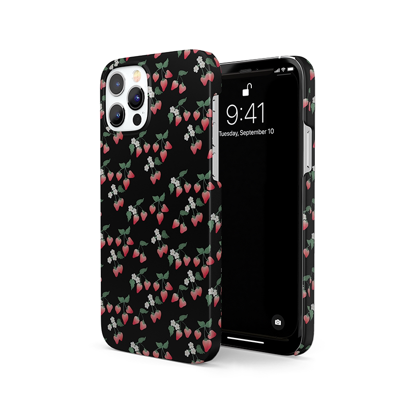 黑色草莓可爱红色黑色适用于iPhone17Promax轻薄16适用于15苹果14手机壳13不掉色12环保硬壳散热半包保护壳