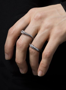 羿采气质衔尾蛇男女情人纯银戒指