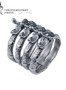 羿采男女925纯银戒指伊甸园肋骨银饰哥特礼物INS欧美小众设计师潮