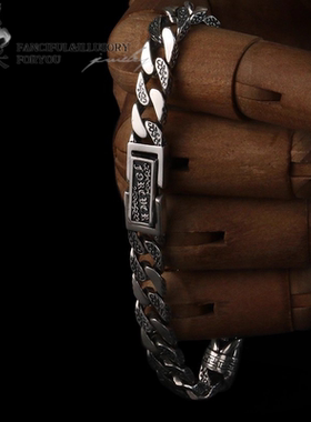 羿采男士925纯银手链情人永恒FOREVER银手饰女送男友INS气质银饰