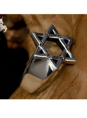 男士六芒星夜店银戒指