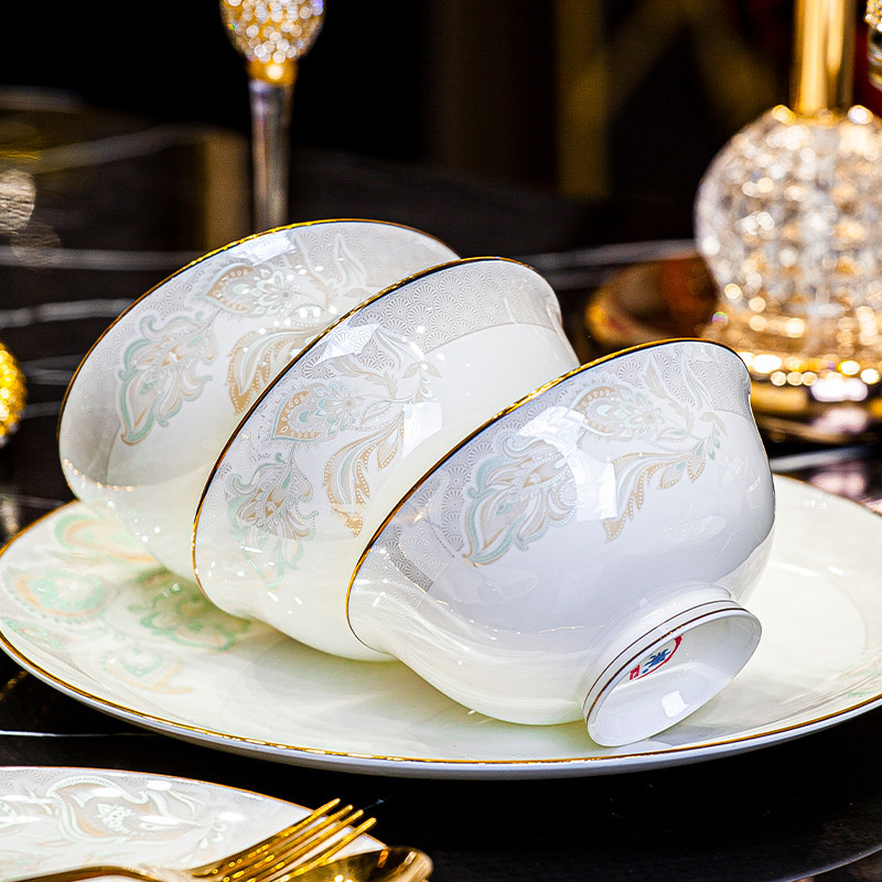 碗家用2025新款高颜值景德镇中式陶瓷骨瓷餐具套装碗盘乔迁新居