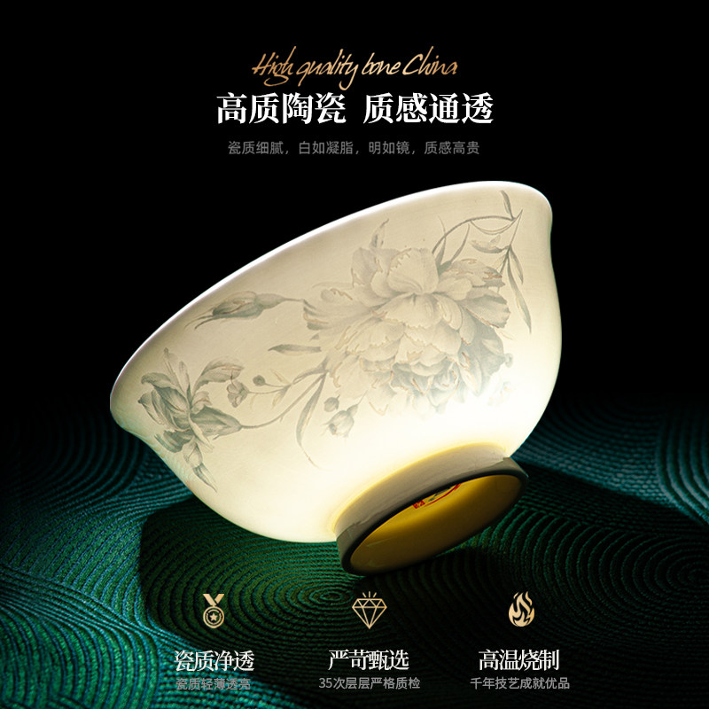 高温釉下彩碗家用2025新款高颜值景德镇中式乔迁新居轻奢餐具套装