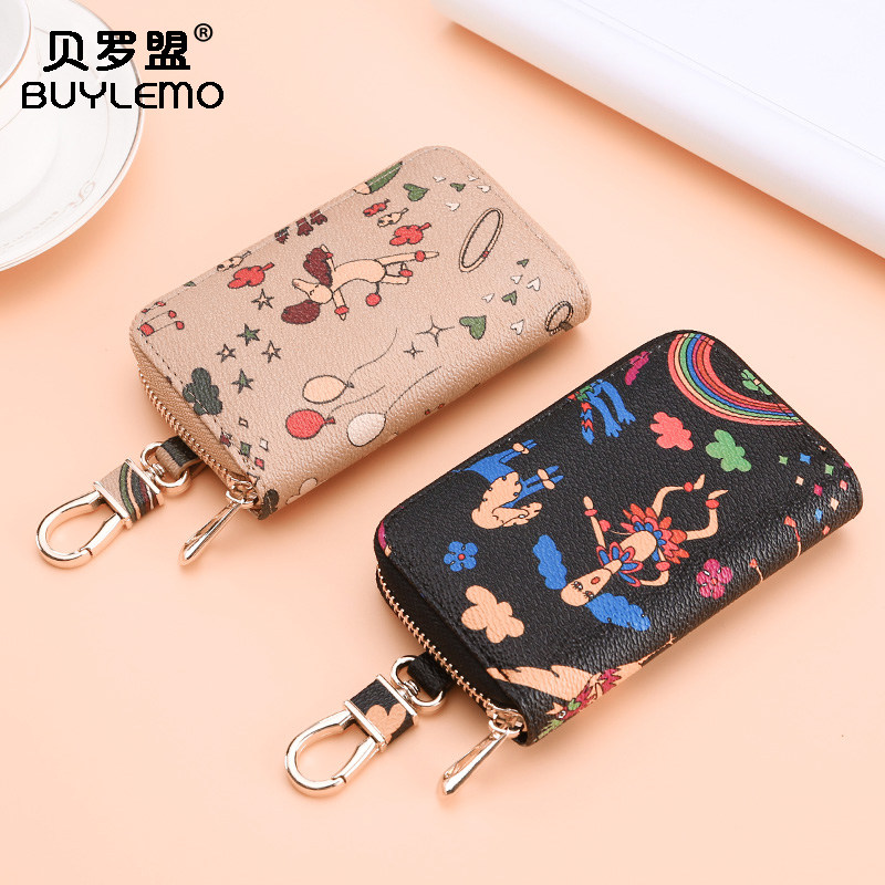 女式拉链韩国可爱萌多功能扣钥匙包 贝罗盟钥匙包