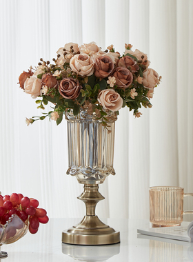 欧式玻璃花瓶花艺套装餐桌摆件