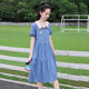 Girls' denim dress, middle school student's summer dress, preppy style