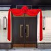 Wedding red flower ball rural courtyard red silk cloth wedding room balcony railing villa exterior wall decoration
