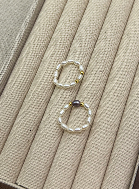 二乙米粒小珍珠戒指简约高级感