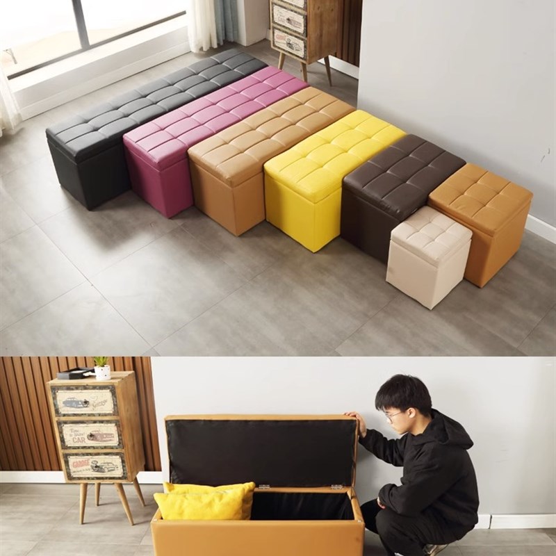 储物凳子收纳凳可坐换鞋家用长方A形休息凳服装店试衣间长条沙发 - 图3