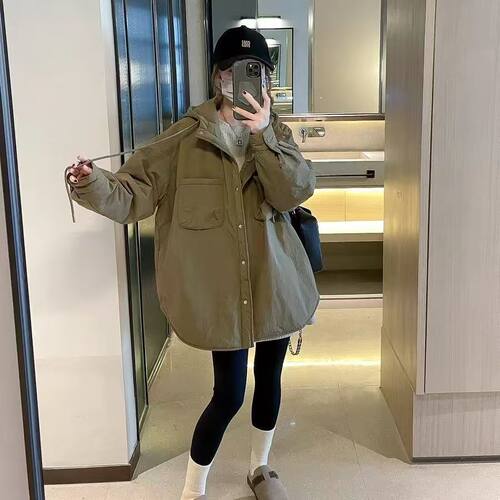 孕妇冬装套装宽松冬季薄款棉服时尚洋气时髦冬天外穿两件套棉衣女 - 图2