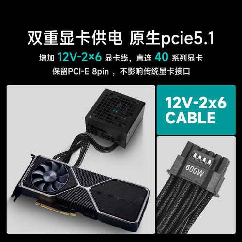 九州风神白金PQ650/750/850/1000P电源认证pcie5.1适配5080系显卡 - 图1