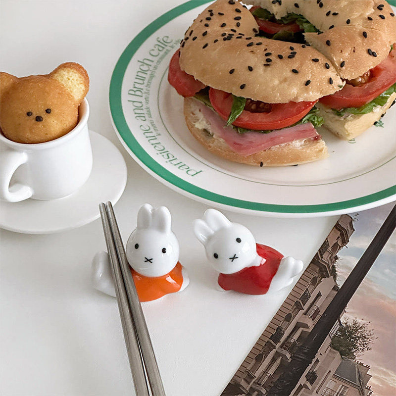 韩国米菲兔筷子架托兔子可爱摆放架陶瓷餐具架收纳摆件创意,淘宝优惠券,粉丝福利购,淘宝优惠卷