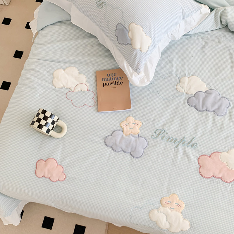 夏季小清新全棉夏被四件套空调被纯棉夏凉被云朵单人可水洗薄被子