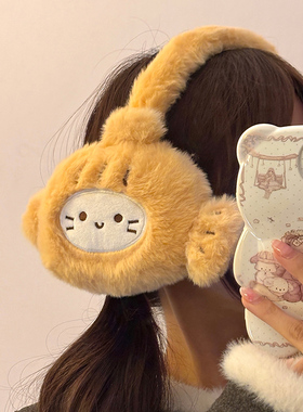 鲷鱼烧猫咪翻盖毛绒手套女冬季保暖防寒毛茸茸可触屏骑行学生防风