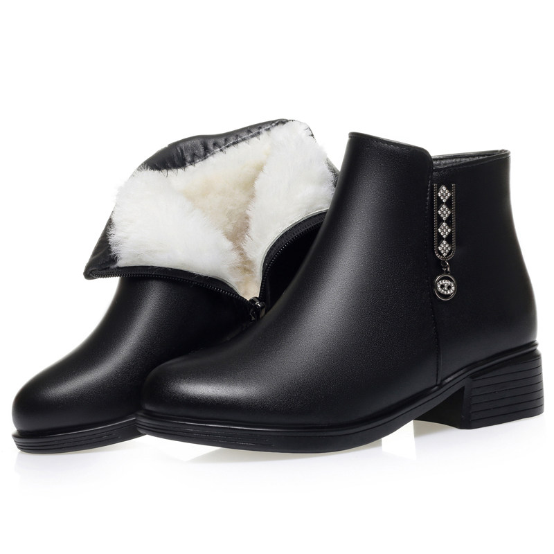 妈妈鞋棉鞋女秋冬季加绒中年软底皮鞋保暖短靴中老年女鞋平跟平底,淘宝优惠券,粉丝福利购,淘宝优惠卷