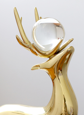 瑞家禾客厅办公室黄铜鹿摆件